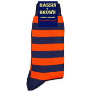 Bassin and Brown Hooped Stripe Socks - Orange/Navy