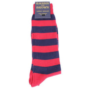 Bassin and Brown Hooped Stripe Socks - Red/Royal Blue