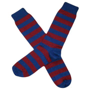 Bassin and Brown Hooped Stripe Socks - Wine/Deep Blue