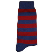 Bassin and Brown Hooped Stripe Socks - Wine/Deep Blue