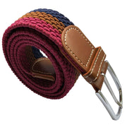 Bassin and Brown Horizontal Stripe Woven Belt - Navy/Wine/Brown