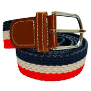Bassin and Brown Horizontal Stripe Woven Belt - Red/White/Navy