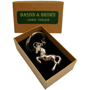 Bassin and Brown Horse Key Ring - Silver