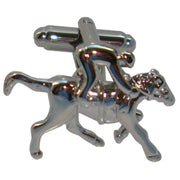 Bassin and Brown Horse Racing Cufflinks - Silver