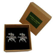 Bassin and Brown Horse Racing Cufflinks - Silver