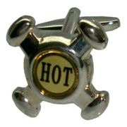 Bassin and Brown Hot and Cold Tap Cufflinks - Silver/Yellow