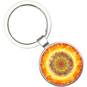 Bassin and Brown Kaleidoscope Flower Key Ring - Yellow/Orange