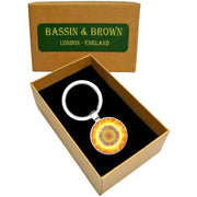 Bassin and Brown Kaleidoscope Flower Key Ring - Yellow/Orange