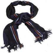 Bassin and Brown Kenyon Striped Wool Scarf - Navy/Black/Orange