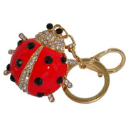 Bassin and Brown Ladybird Crystal Key Ring - Red/Gold