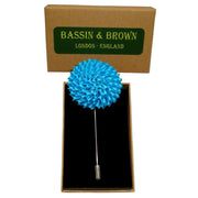 Bassin and Brown Large Flower Lapel Pin - Blue