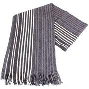 Bassin and Brown Lawton Striped Wool Scarf - Black/White/Grey