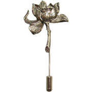 Bassin and Brown Lotus Flower Lapel Pin - Gold