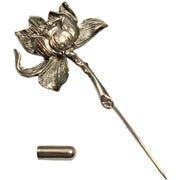 Bassin and Brown Lotus Flower Lapel Pin - Gold
