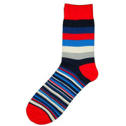 Bassin and Brown Medium and Thin Stripe Midcalf Socks - Red/Blue