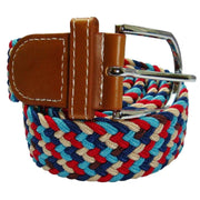 Bassin and Brown Multi Woven Belt - Blue/Red/Beige/Navy
