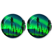 Bassin and Brown Northern Lights and Pine Tree Cufflinks - Green/Blue