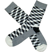 Bassin and Brown Optical Check Socks - Black/Grey/White