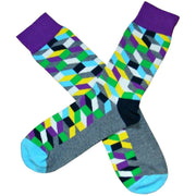 Bassin and Brown Optical Check Socks - Purple/Turquoise/Black