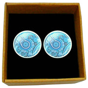 Bassin and Brown Paisley Cufflinks - Aqua Blue
