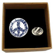 Bassin and Brown Peace Sign Lapel Pin - Blue/White