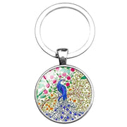 Bassin and Brown Peacock Tree Key Ring - Beige/Blue/Green/Red