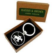 Bassin and Brown Polo Player Keyring - Black/White