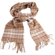 Bassin and Brown Read Checked Camel Hair Scarf - Beige/Cream