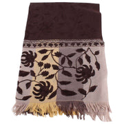 Bassin and Brown Redwood Large Flower Wool Scarf  - Brown/Beige/Fawn