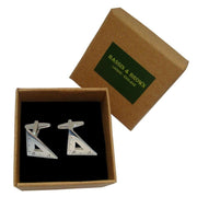Bassin and Brown Right Angled Protractor Cufflinks - Silver