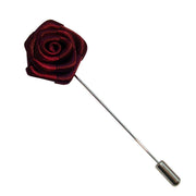 Bassin and Brown Rose Flower Lapel Pin - Wine Red