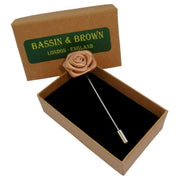 Bassin and Brown Rose Jacket Lapel Pin - Biscuit Brown
