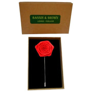 Bassin and Brown Rose Jacket Lapel Pin - Red