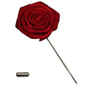 Bassin and Brown Rose Jacket Lapel Pin - Wine Red
