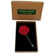 Bassin and Brown Rose Jacket Lapel Pin - Wine Red