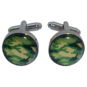 Bassin and Brown Round Camouflage Cufflinks - Green
