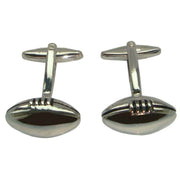 Bassin and Brown Rugby Ball Cufflinks - Silver