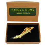 Bassin and Brown Sabre Sword Bar Tie Clip - Gold