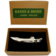 Bassin and Brown Sabre Tie Bar - Silver