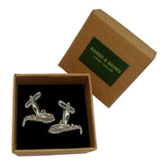 Bassin and Brown Saxophone Cufflinks - Silver