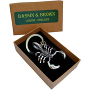 Bassin and Brown Scorpion Key Ring - Antique Silver