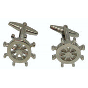 Bassin and Brown Ship Steering Wheel Cufflinks - Silver