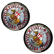 Bassin and Brown Sigillum Militum Knights Templar Cufflinks - Grey Blue/Red/White