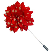Bassin and Brown Spotted Flower Jacket Lapel Pin - Red