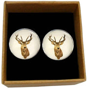 Bassin and Brown Stags Head Cufflinks - Brown/White