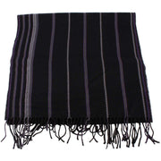 Bassin and Brown Stanley Striped Wool Scarf  - Black/Grey/Purple