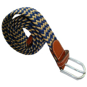 Bassin and Brown Striped Elasticated Woven Belt - Beige/Navy
