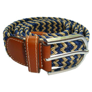 Bassin and Brown Striped Elasticated Woven Belt - Beige/Navy