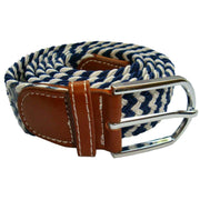 Bassin and Brown Striped Elasticated Woven Belt - Navy/White