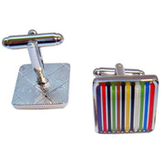 Bassin and Brown Striped Enamel Cufflinks - Multi-colour